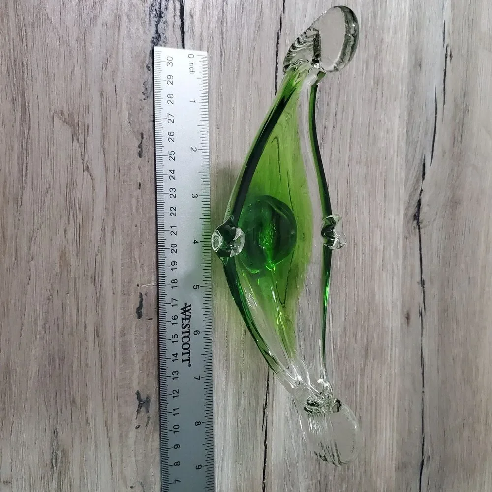 Vintage Art Glass Gondola Boat Green Sommerso Mid Century Italy
